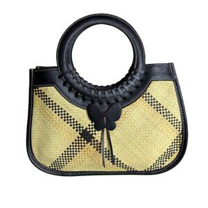 Y2K Woven Natural Straw Mini Handbag With Removeable Crossbody
